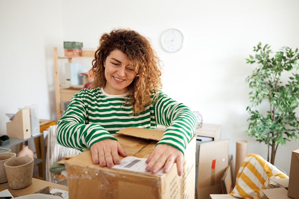 woman packing